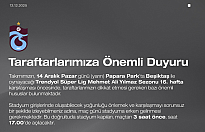 Trabzonspor-Beşiktaş Derbisi Öncesi Taraftarlara Kritik Uyarı